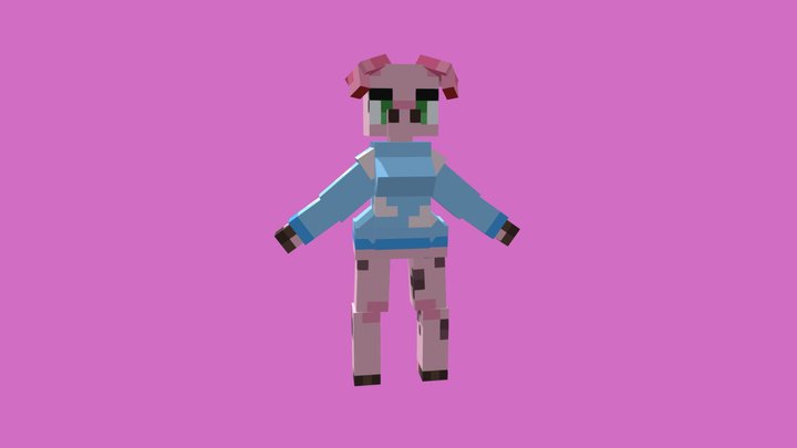 Anthro Female Minecraft Model 1 3D Model