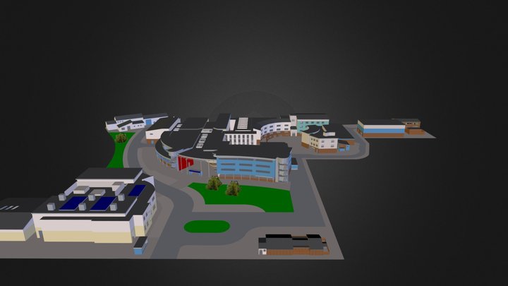 Canterbury College with Trees 3D Model