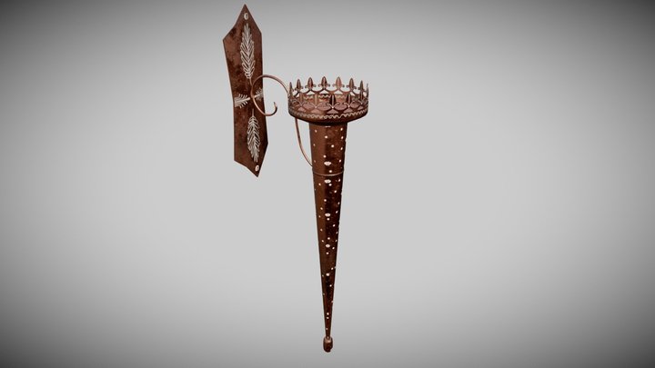 Indian handmade iron mashal wall hanging item 3D Model