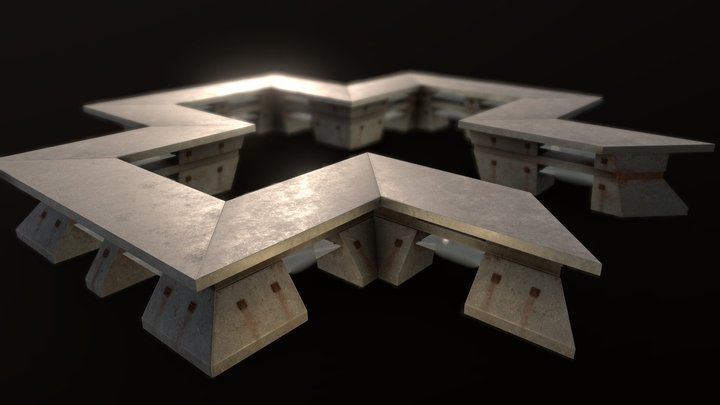 concrete glass table 3D Model