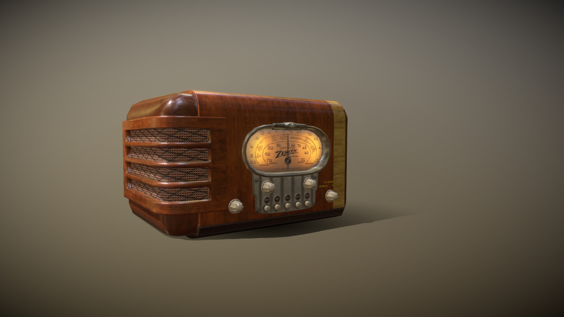 3D model Zenith (5-S-319) Table Radio - This is a 3D model of the Zenith (5-S-319) Table Radio. The 3D model is about a watch on a table.