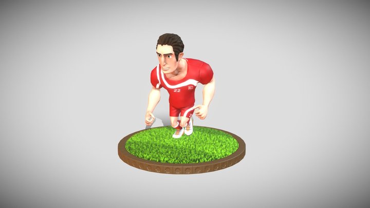 Football Player Run 3D Model