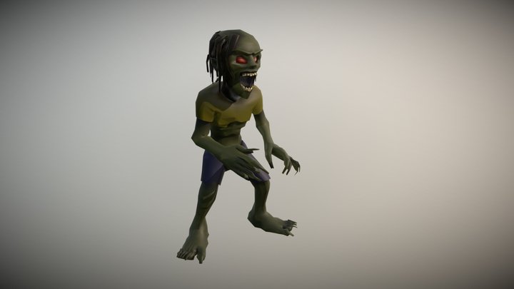 Cartoonish Low Poly Zombie 3D Model