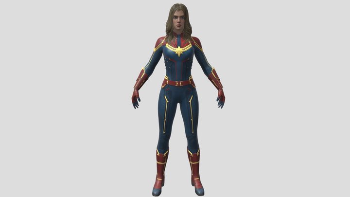 Captain Marvel(Textured)(Rigged) 3D Model
