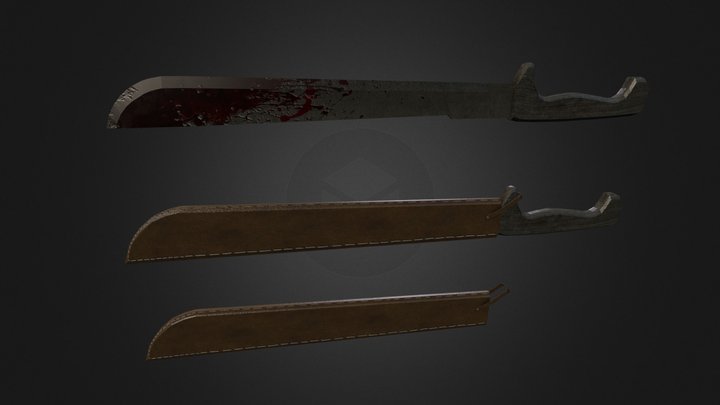 Bloody Machete 3D Model