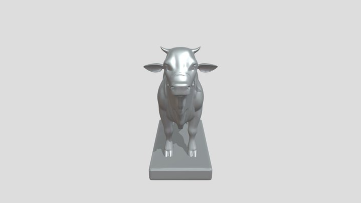 Holstein cow figurine on wooden base 3D Model