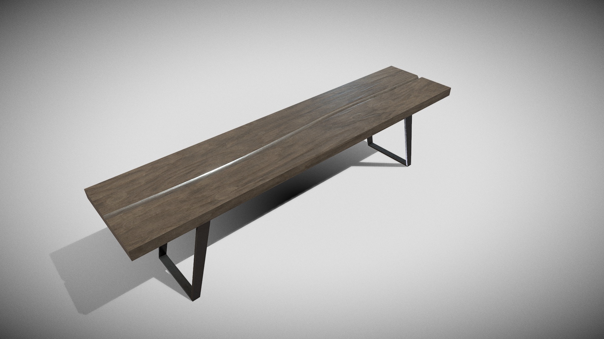 3D model Bench wooden 04 - This is a 3D model of the Bench wooden 04. The 3D model is about a wooden table on a white background.