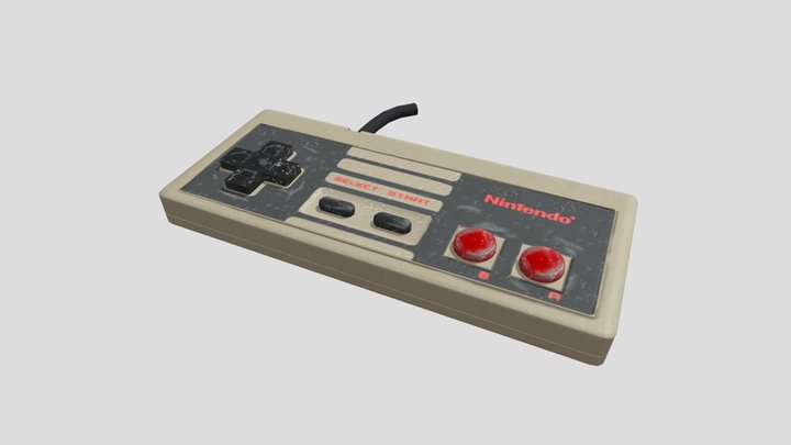 NES Controller 512 Texture 3D Model