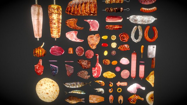 65 Meat and Fish Collection 3D Model