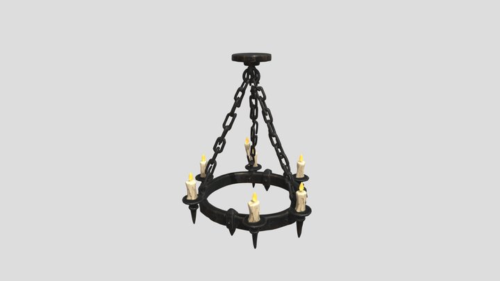 Medieval wrought-iron chandelier with candles