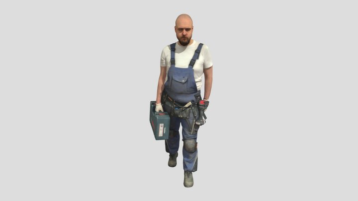 Bald Construction Worker Walking – Gratis 3D-model STL