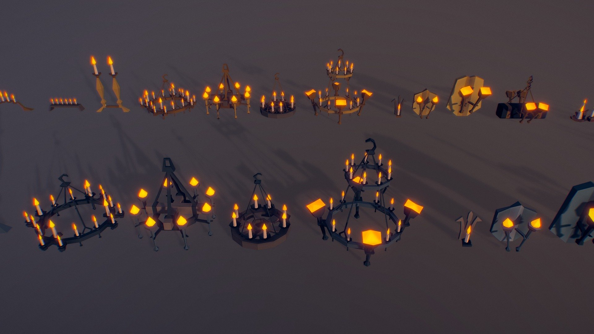 Chandeliers and Candles ( Low Poly )
