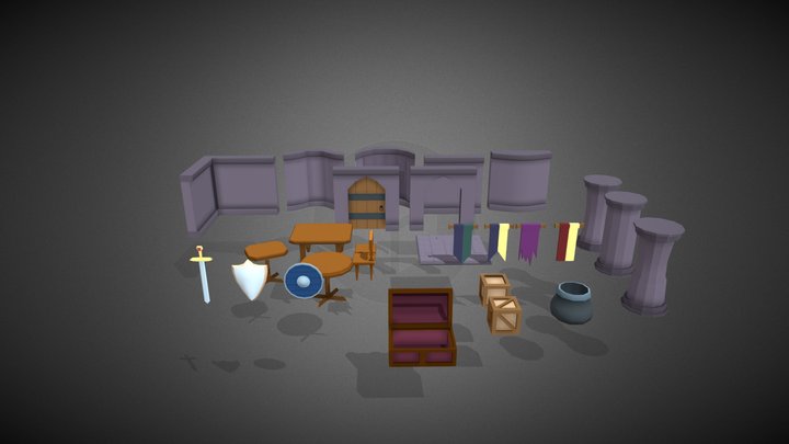 Low-Poly Modular Castle Assets 3D Model