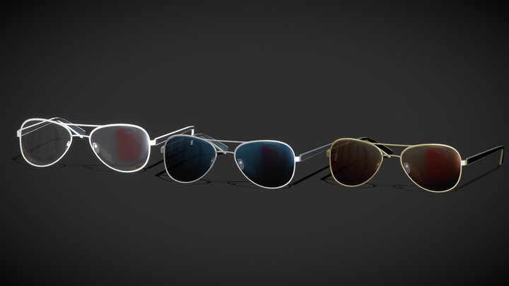 Aviator Sunglasses - Glasses Pack- low poly 3D Model
