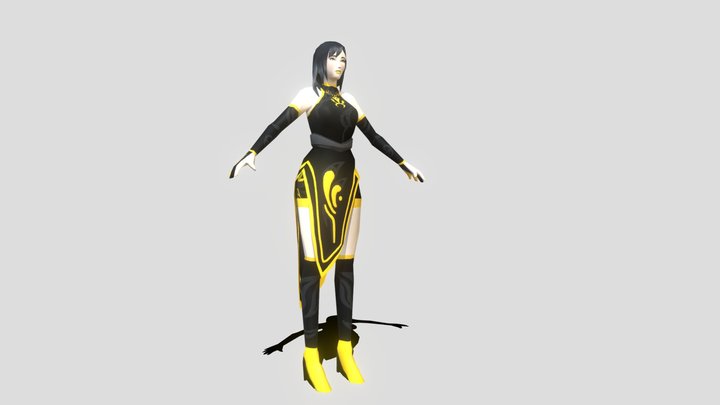 Girl of Black and Gold 3D Model
