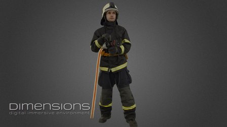 Hasič v zásahovém oděvu /fireman/ 3D Model