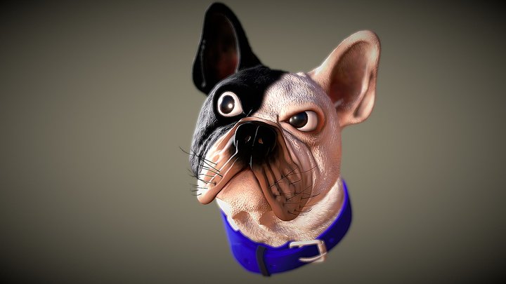 French Toon Bulldog 3D Model