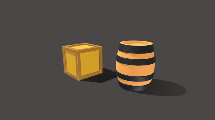 Barril e Caixa 3D Model