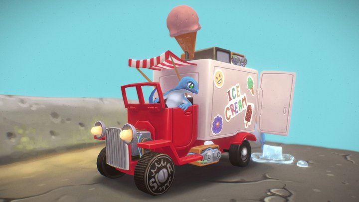 Little Ice Cream Truck 3D Model