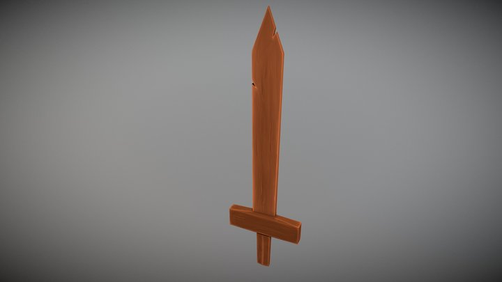 LowPoly Wooden Sword 3D Model