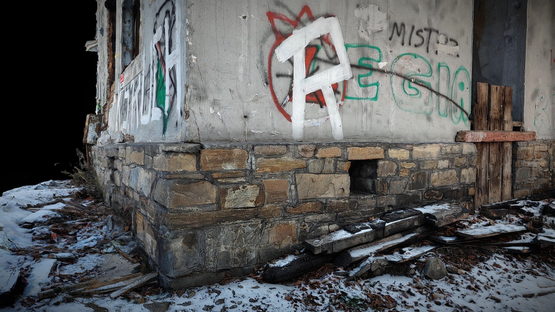 Zakopane, Corner of ruin building.