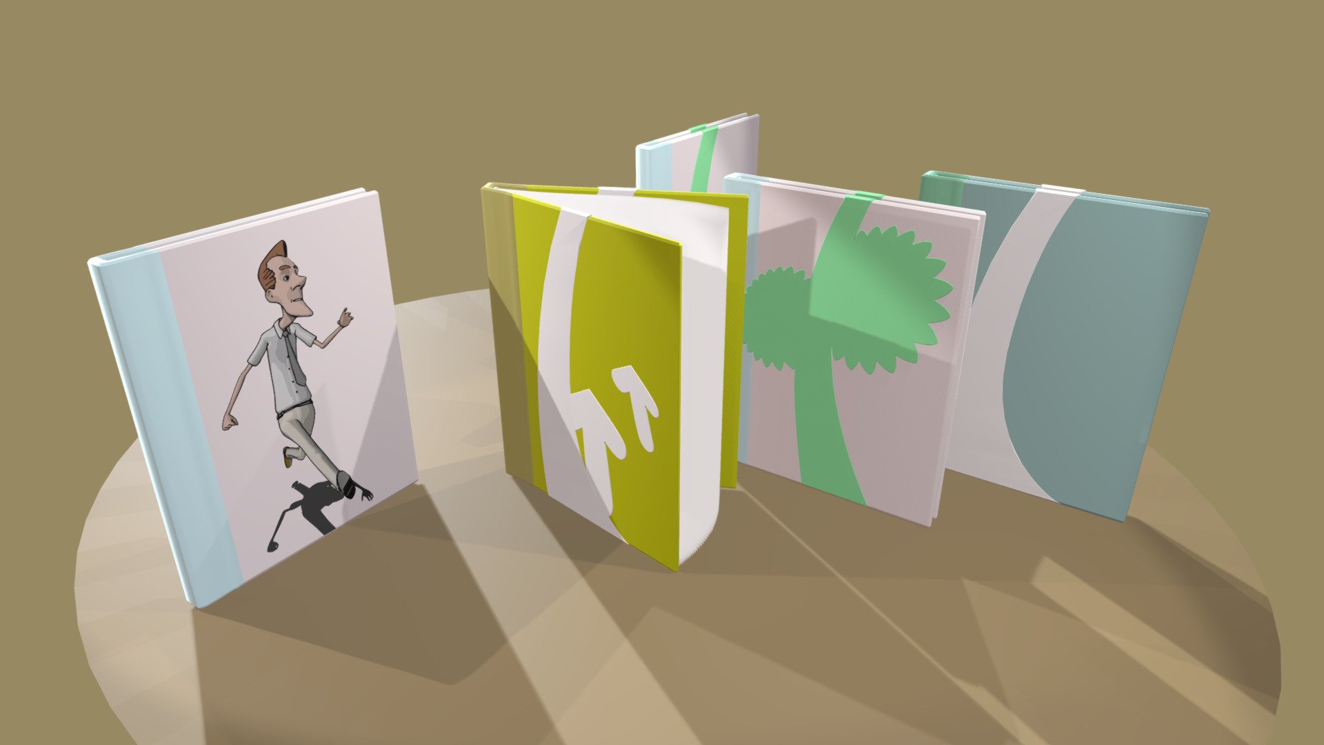 SOME BOOKS on brown background