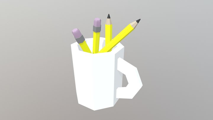 Pencils In A Mug 3D Model
