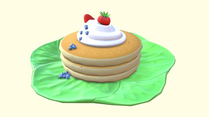 Pancakes in leaf plate ( LP ) ( Stylized ) 3D Model