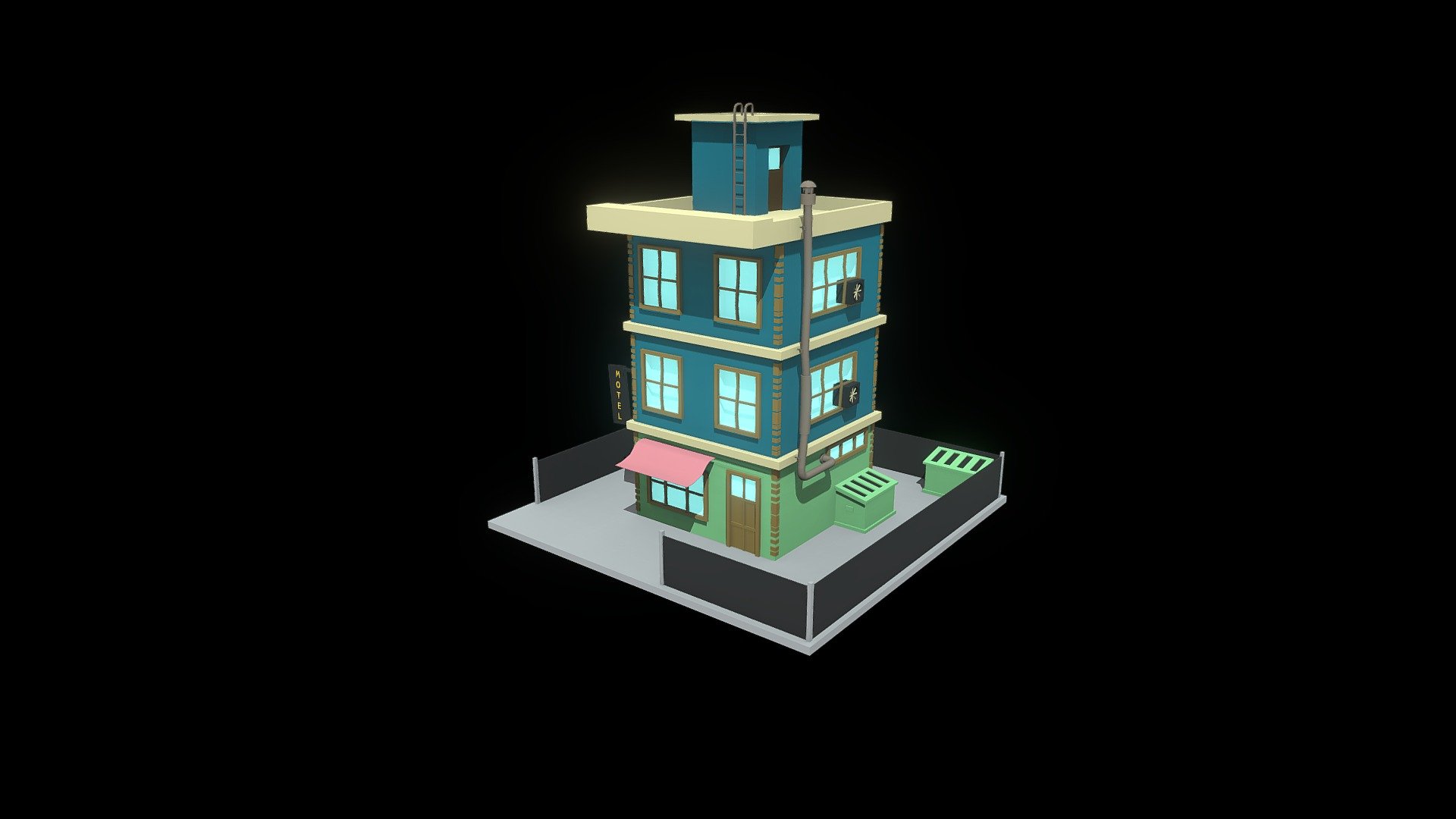 Motel_ LowPoly_Building - Download Free 3D model by Vigneshwar ...