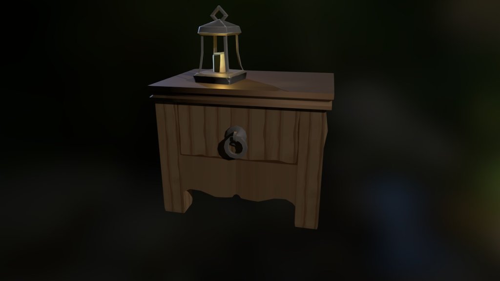 Nightstand with lamp lowpoly