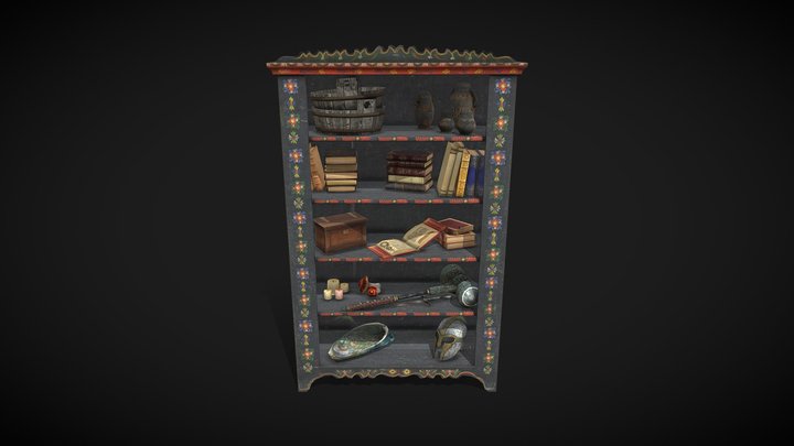 Antique Bookcase filled with items