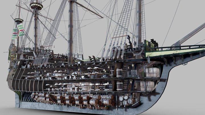Galleon includes a fully detailed interior 3D Model