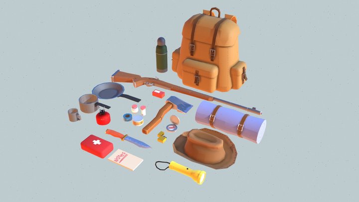 Low-poly survival set 3D Model