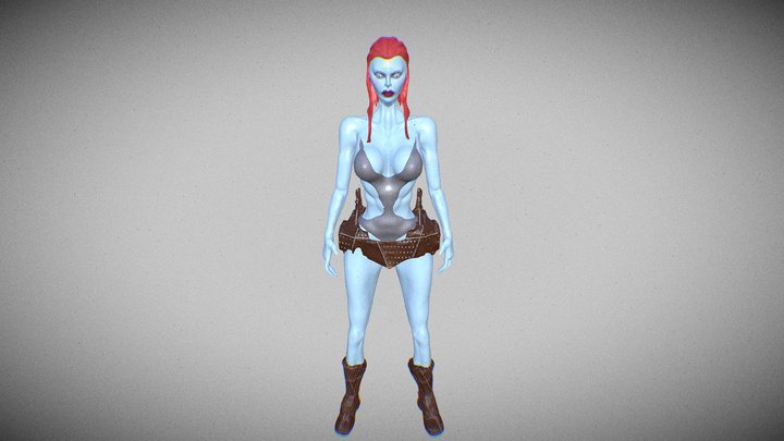 “Explorer female Blue Fighter” 3D Model