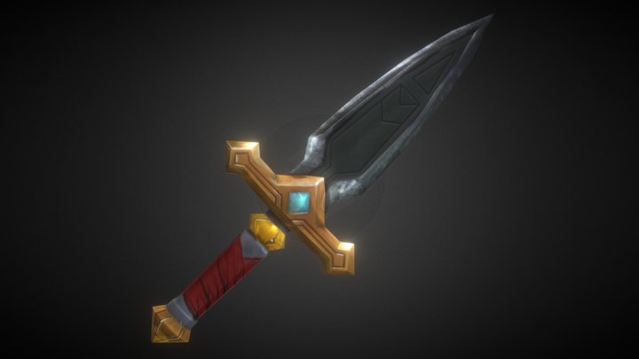Knife with handpainted texture, low poly 3D Model