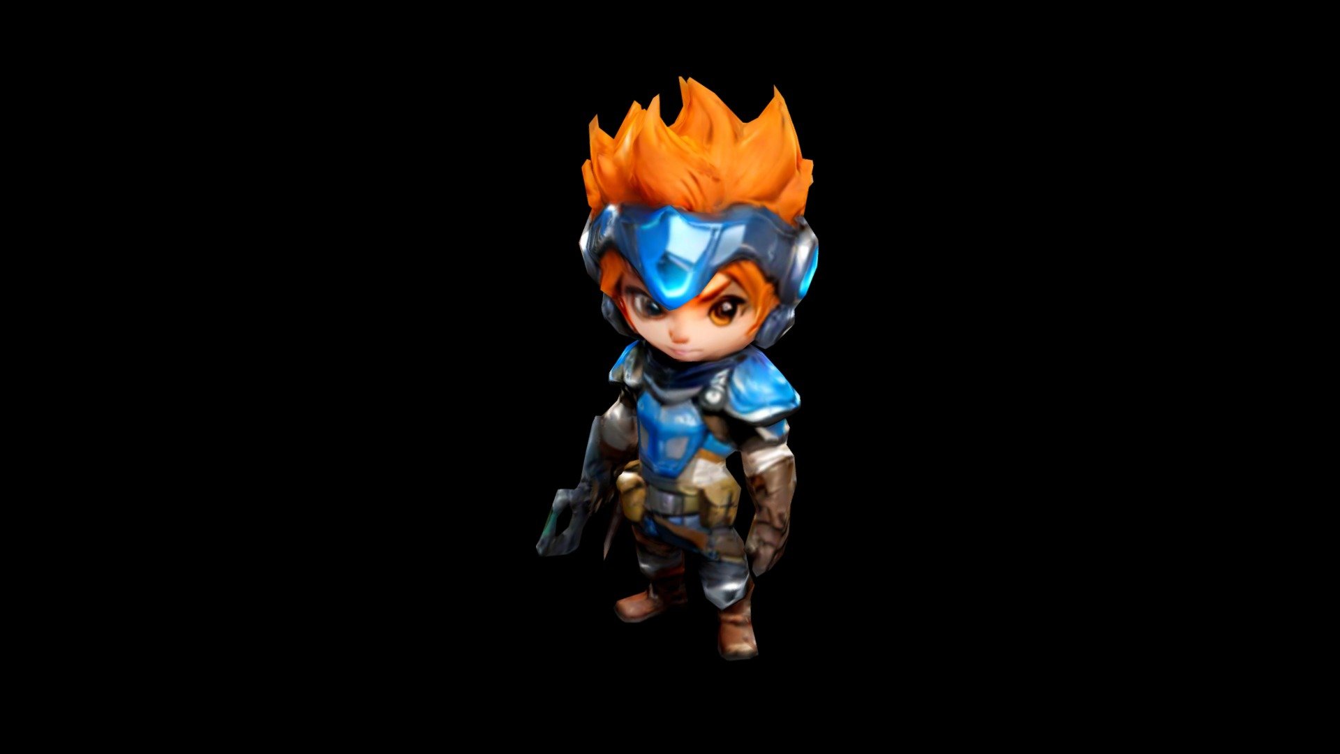 Anime fighter with orange spiky hair and futuris - Download Free 3D ...