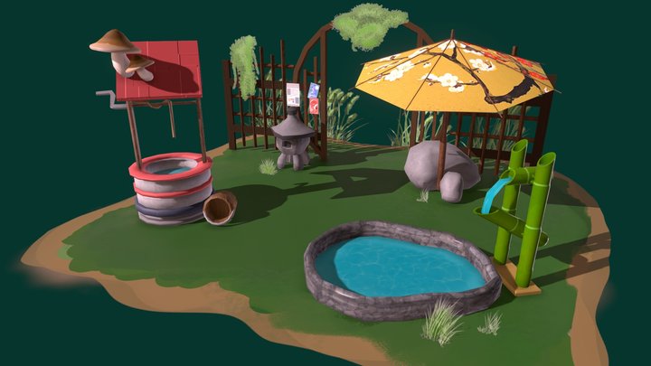 Peaceful Garden Props 3D Model