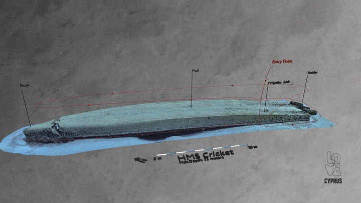 HMS Cricket Dive Routes 3D Model