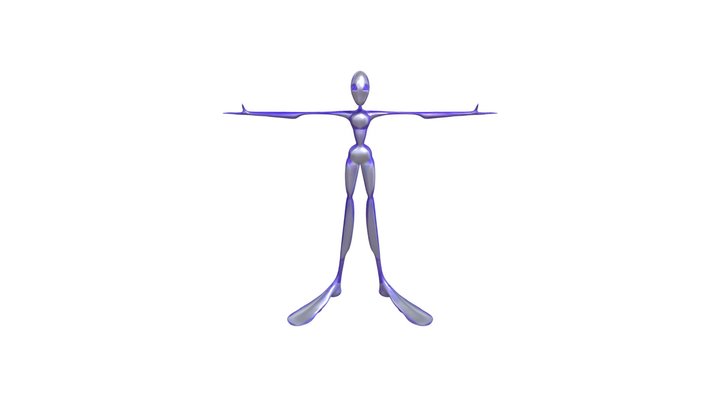 Humanoid alien character with elongated limbs 3D Model