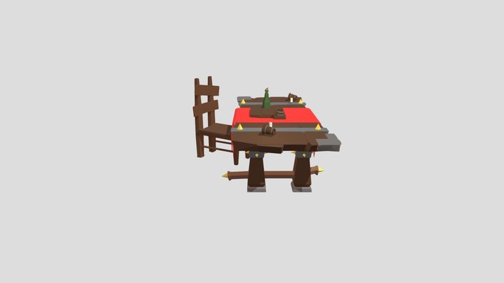 Stylized medieval low poly table 3D Model