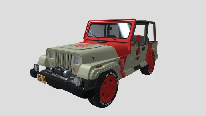 Jurassic Park Jeep Wrangler Fan Art 3D Model