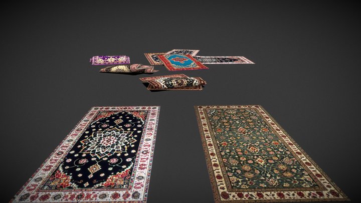Low-midpoly persian carpets 3D Model