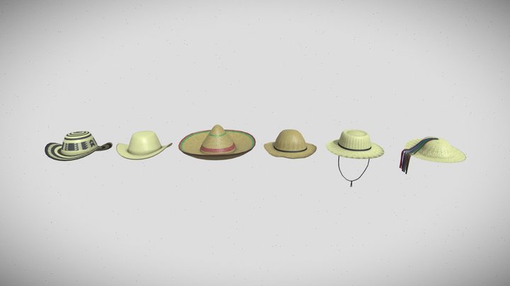 Latin American Straw Hats 3D Model