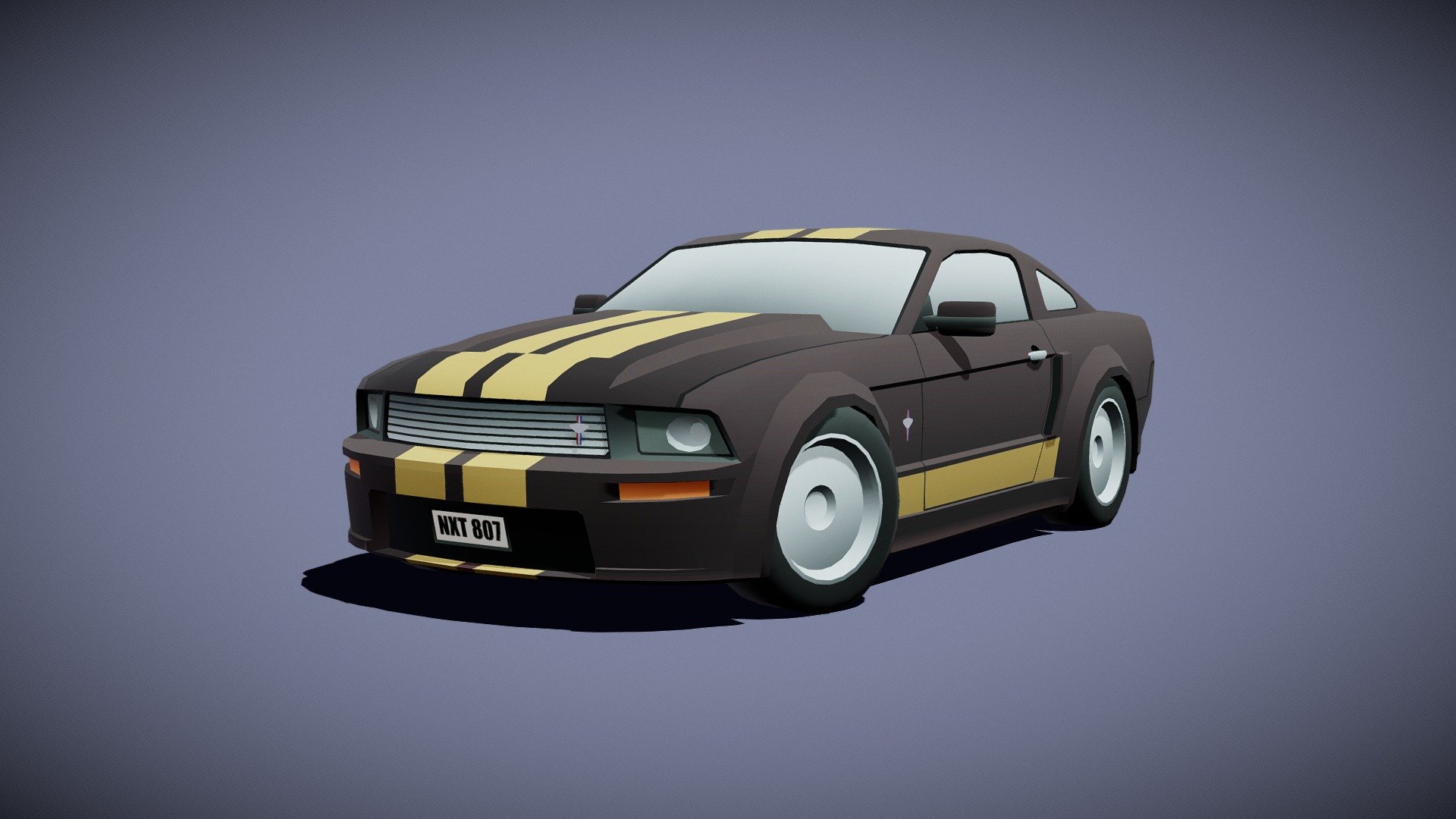 Mustang low poly 3D Model in Racing 3DExport