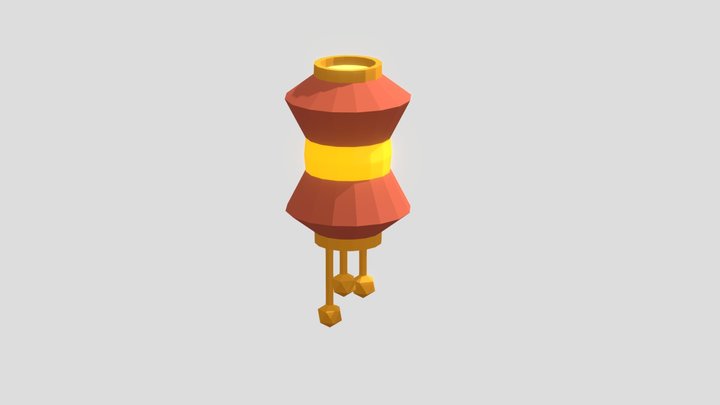 Low Poly Paper Lantern 3D Model