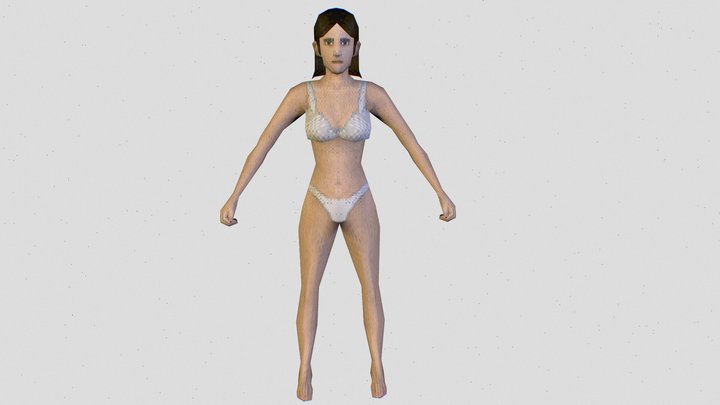 PS1 Style Character - Female Base mesh 3D Model