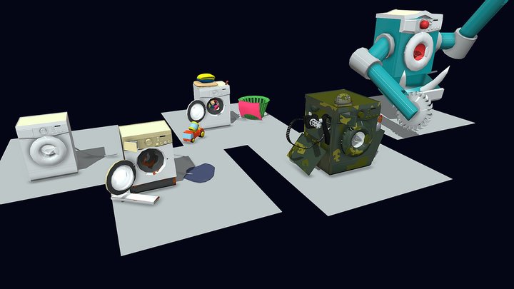Draftpunk - Washer 5 versions 3D Model