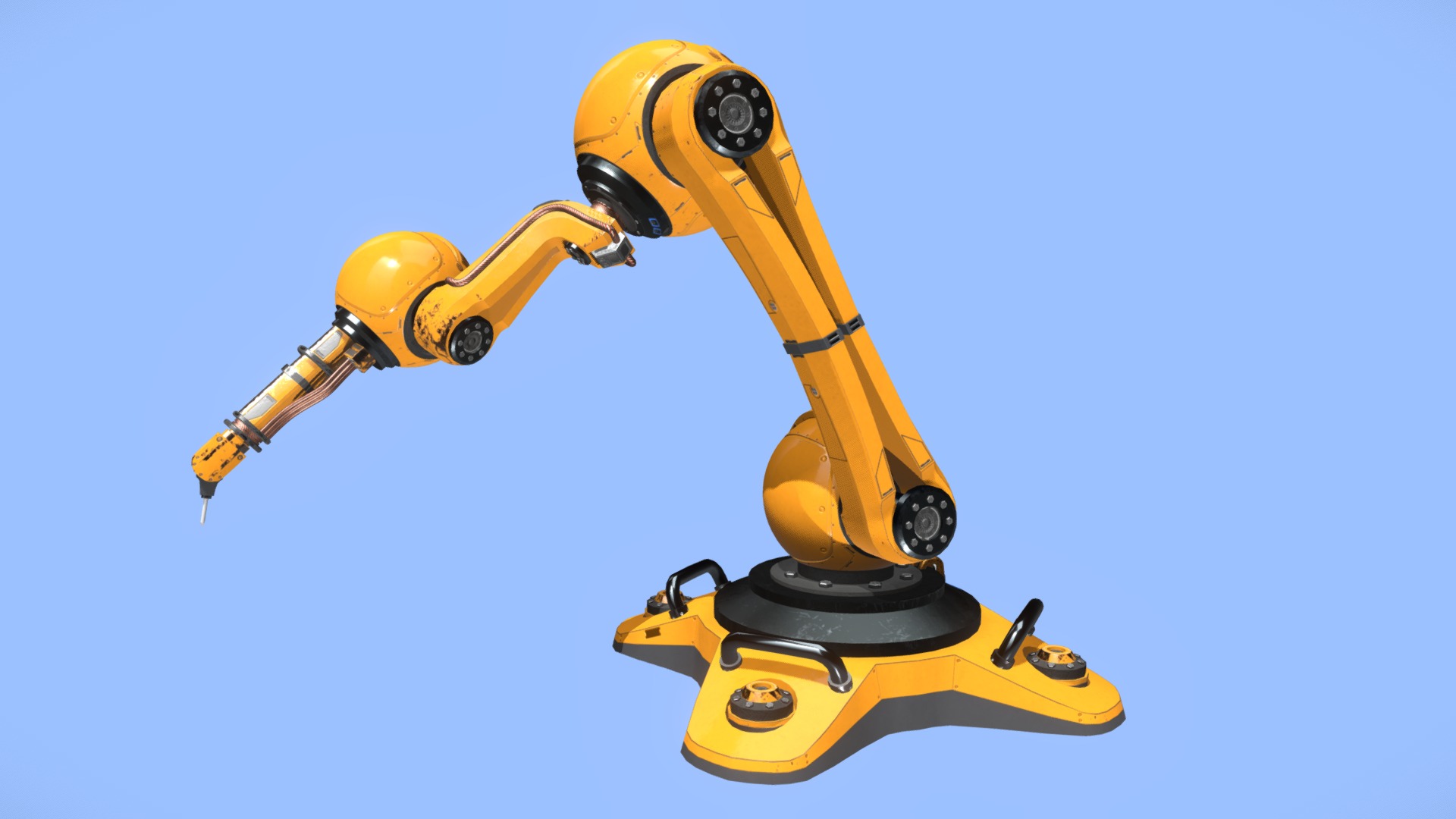 3D model Factory Robot Arm - This is a 3D model of the Factory Robot Arm. The 3D model is about a yellow and black robot.