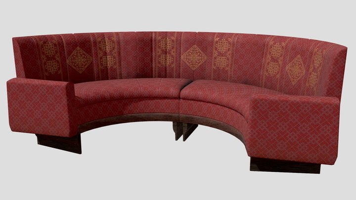 Vintage Curved Couch 3D Model