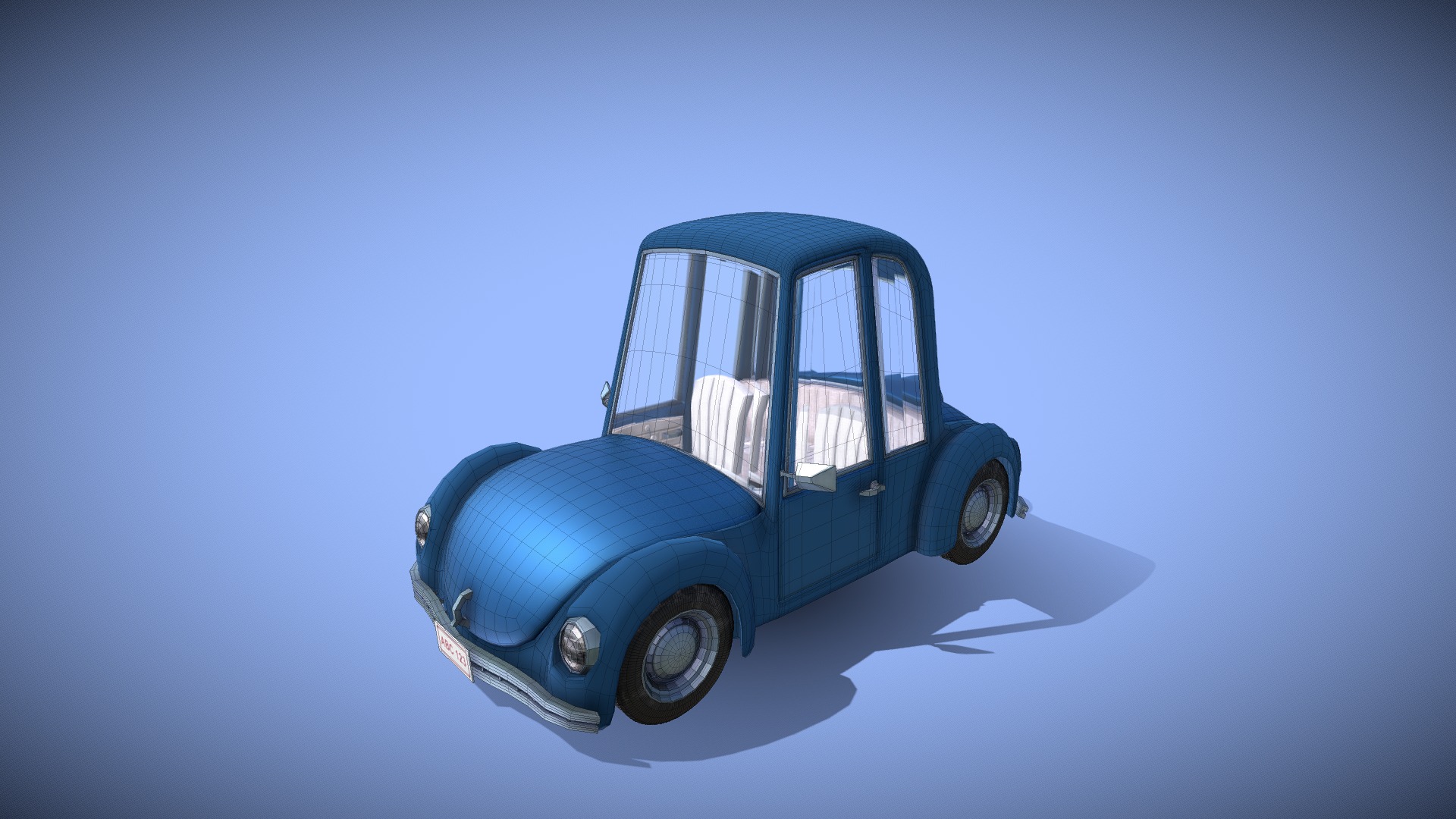 3D model car – beetle – rigged - This is a 3D model of the car - beetle - rigged. The 3D model is about a blue car with a door.